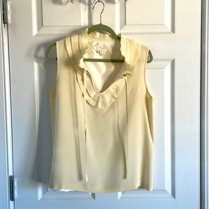 Cream Kate Spade Silk Blouse with Ruffle Neck